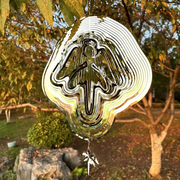 Tuulensuojat Pihalle ja Puutarhaan Metalliset Suuret Enkelihahmoset Tuulensuojat Ulkona Metalli 3D Tuulensuojat Riippuva Piha Puutarha Sisustus Silver Angel