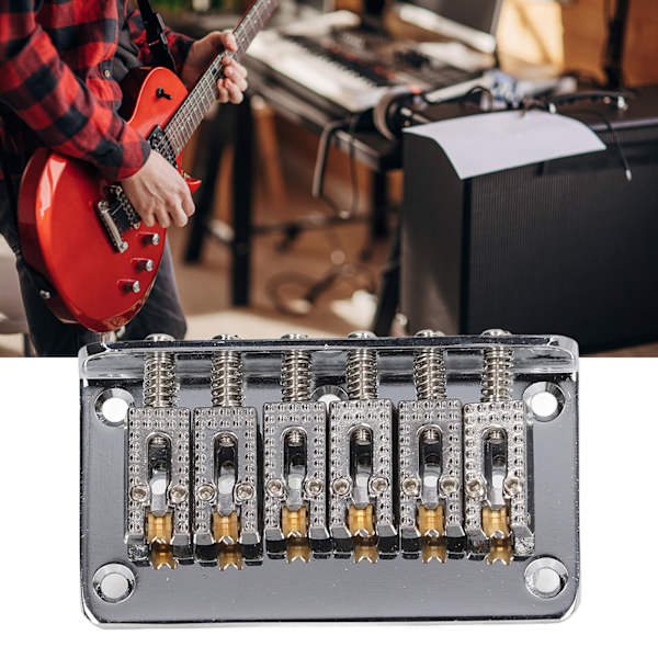 Hardtail Saddle Bridge 6 String 78mm Zinklegering Koppar Elektrisk Gitarr Bridge för Utbyte Silver