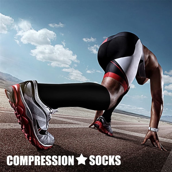 Kompressionsstrumpor för kvinnor och män Cirkulation (3 par svarta Large-X-Large)15-20 mmHg är det bästa stödet för atletisk löpcykling