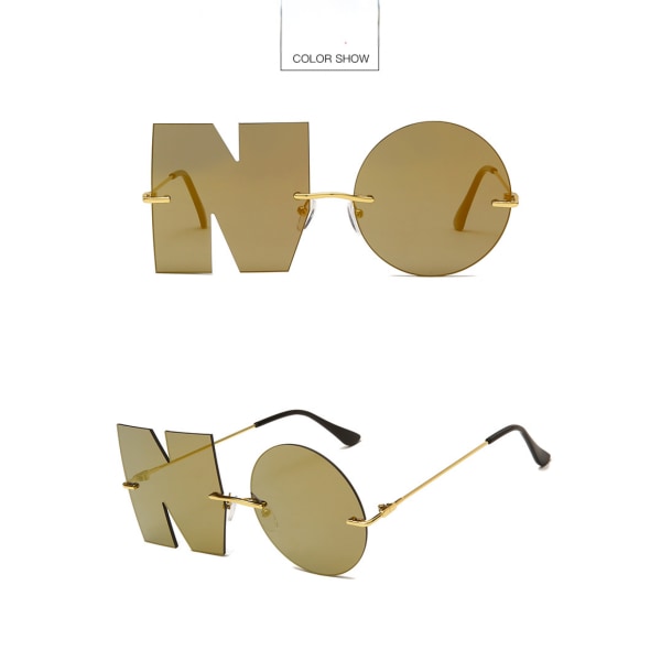 Båglösa solglasögon med oregelbunden design för män/kvinnor UV400 Streetwear-glasögon