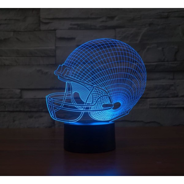 WJ 3D Rugby Cap Fjernkontroll 16 Farger Nattlys Illusjon Akryl LED Bordlampe Sengelampe Barn Soverom Skrivebord Dekor Bursdagsgaver Leke for Barn