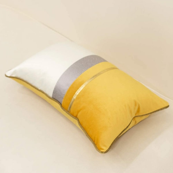 1 kpl Valkoinen Kulta-Raidoitettu Samettipäällinen (Keltainen, 12 x 20 tuumaa)