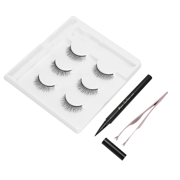 Självhäftande Eyeliner Vattenvätska Eyeliner Falska Fransar Pincett Makeup Verktyg Set (E57 Svart Ask)