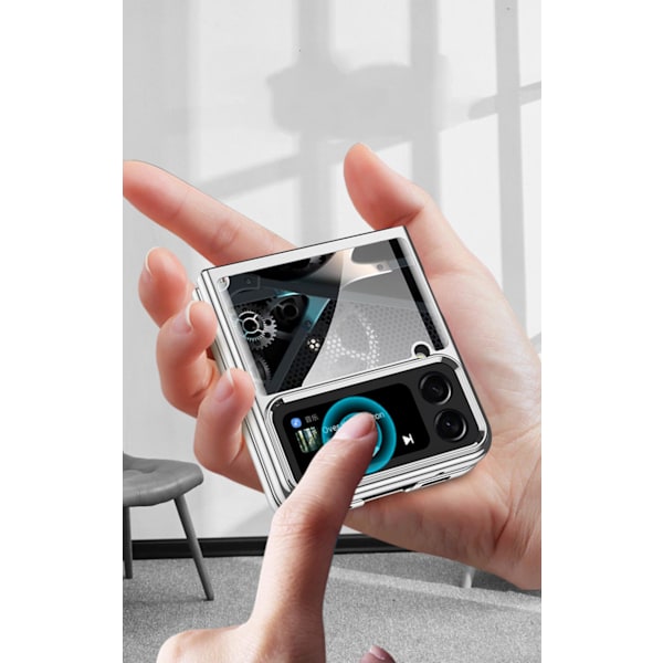 For Samsung Z Flip 4 Etui, Ultratynn Herdet Glass Telefon Etui Beskyttende Deksel Mote Elektroplettert PC Bakdeksel
