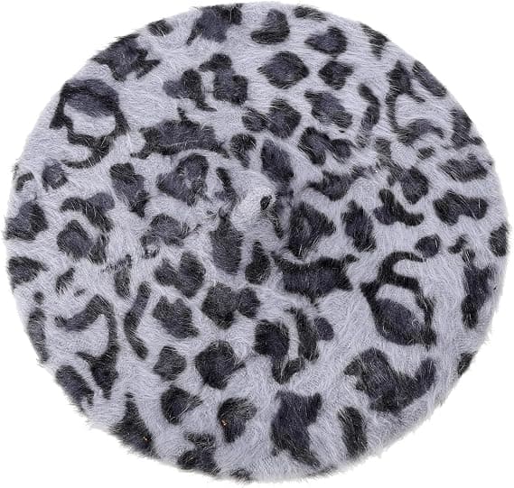Fluffy Leopard Print Beret Hat Trendy Cheetah Pattern Franske Hatte Vinter Varmt Kunstner Caps til Kvinder