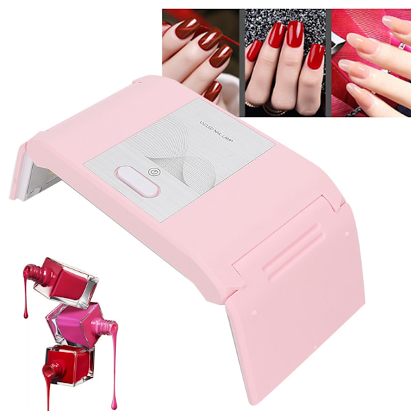 24W Fällbar Bärbar Nagellampa USB LED Gel Nagellack Torktumlare Nagelkonstmaskin (Rosa)