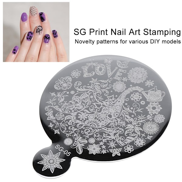 Neglekunst Stempling Mode Spejl Blomst Manicure Plader DIY Polish Print Stempling Skabelon SG-05