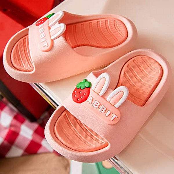 Små barns sommarsandaler halkfria pojke flicka glid lätta strandvattenskor dusch pooltofflor----Rosa（34-35）
