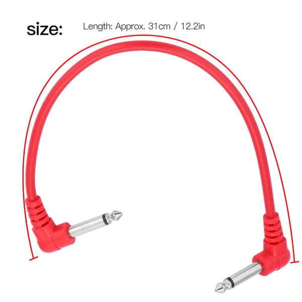 6 stk. Effektpedal Audio Stik Patch Kabel Ledning Vinkel til Basguitar