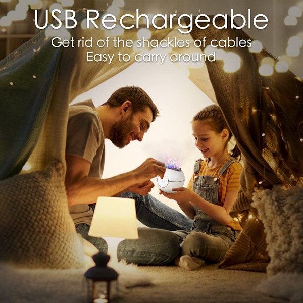 Stjerneprojektor, Galaxy Projektorlys 360° Rotasjon Stjernelys Projektor med USB Oppladbar, Hvit for Barn Voksne Gaver Fest Romdekor