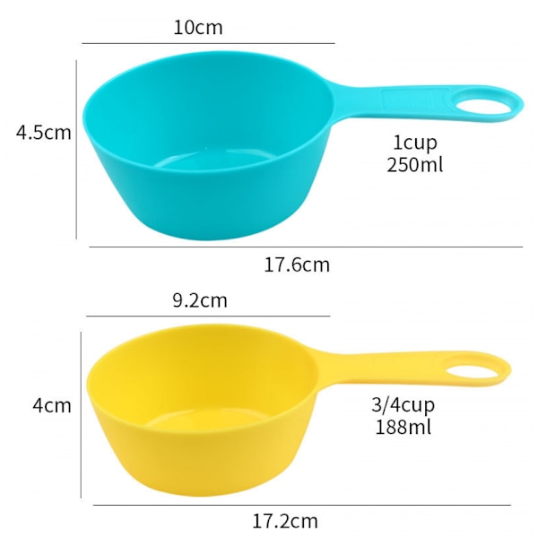 Kök Färg Plast Graderad Bakning Mätkopp Mätssked 12 Delar Set, Dedikerad Till Kök Matlagning Och Bakning