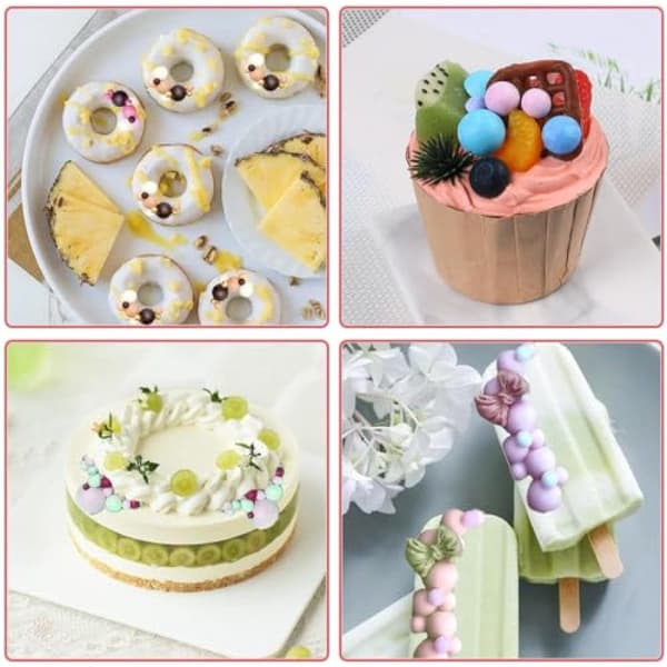 2 stk. 3D perle- og halvkugleformede silikonefondantforme - halvkugleformede bobleformer til kagedekoration, chokolade, slik, sukker, cu