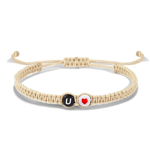 Wekity Initial Armbånd Damer Teen Piger Flettet Reb Flettet Graduering Mors Dag Gave Til Mor Kæreste Kone Justerbar 26 Bogstaver,U