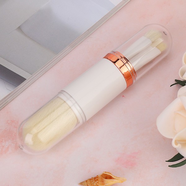 4 stk. bærbar kosmetisk børste concealer foundation pudder børste sæt rejse makeup værktøj (hvid)