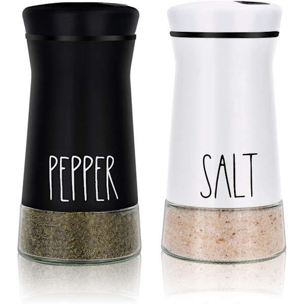 Landhus Salt- og Peberkværne med Justerbare Hældningshuller, Genopfyldelig Saltkværn af , Perfekt til Sort Peber, Kosher og Havsalt Black-White