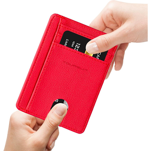 Rejse Minimalistisk Slim Front Pocket Tegnebog til Mænd Kvinder, RFID Blokering Kreditkort Holder Etui (Rød)