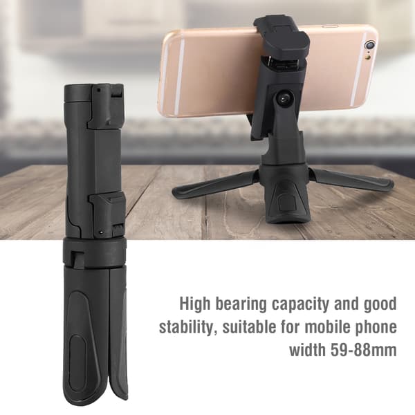 Mini Smartphone Klemme Clip Sammenfoldelig Telefon Stabil Holder Stativ (Sort)