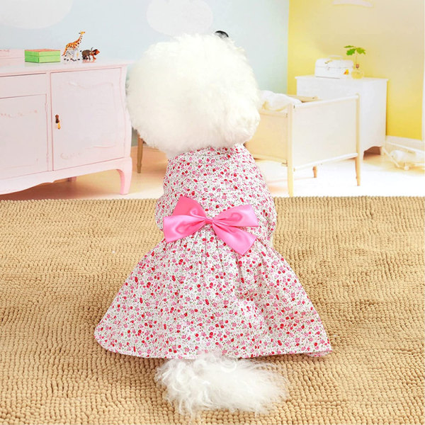 Hunde kjole - Valpe Floral Princess Kjole, Hundekjole Sløyfe Tutu, Tynn Søt Kjæledyr Sommerkjole Kostyme, Hund Blomsterkjole Hundekostyme (M Størrelse)