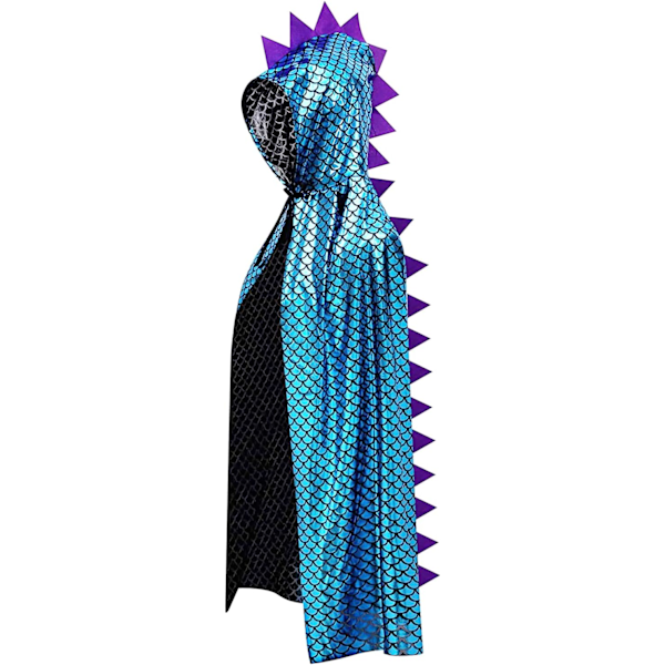 Dinosaur Kostyme Grønn Drape Kappe Halloween Klesdrakt 3-8 År Gammel Hooded Blue Cloak