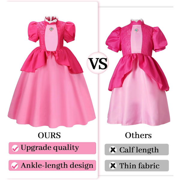Prinsesse Peach Kostumekjole Piger Halloween Kostumer Cosplay Børn Småbørns Kjole Op Til Baby 3t 4t 5t 3-4 Years