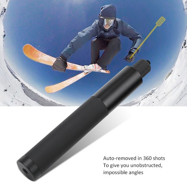 Aluminiumlegering Svart Lättvikt Osynlig Hopvikbar Selfiepinne för Insta360 ONE R Motion Kamera