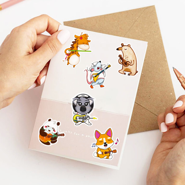 Animal Concert Cartoon Small Animals Stickers, set med 50, vattentät och UV-beständig, perfekt för alla dina prylar