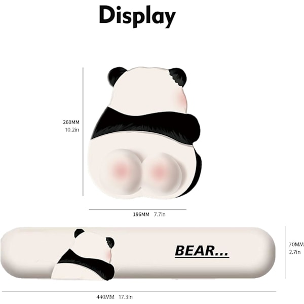 Ergonomisk musemåtte med håndledsstøtte, Sød Panda musemåtte med håndledshvile, Smertelindrende musemåtte, Musemåtte til computer, Laptop, O pink