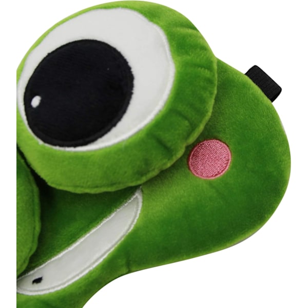Rolig Groda Sömnmask Mjuk Plysch Justerbar Blindfold Ögonmask Skydd med Återanvändbar för Män Kvinnor Barn Grön