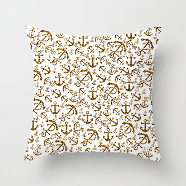 Pudebetræk Guld Stempel Geometrisk Print Blade  Pudebetræk Bløde Kvadratiske Dekorative Pudebetræk til Sofa Sofa Soveværelse Bil (Geometri 4)