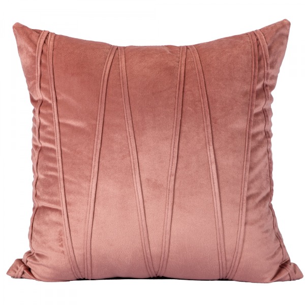 Set med 2 sammetslen enfärgade randiga örngott (mattrosa, 18 x 18 tum)