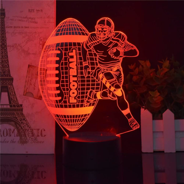 Rugby VS Athletel Figur 3D Lampe Illusion Natlampe RGB USB Lampe Fjernbetjening/touch LED Lampe Børns Soveværelse Bordlampe Velegnet til Fødselsdag