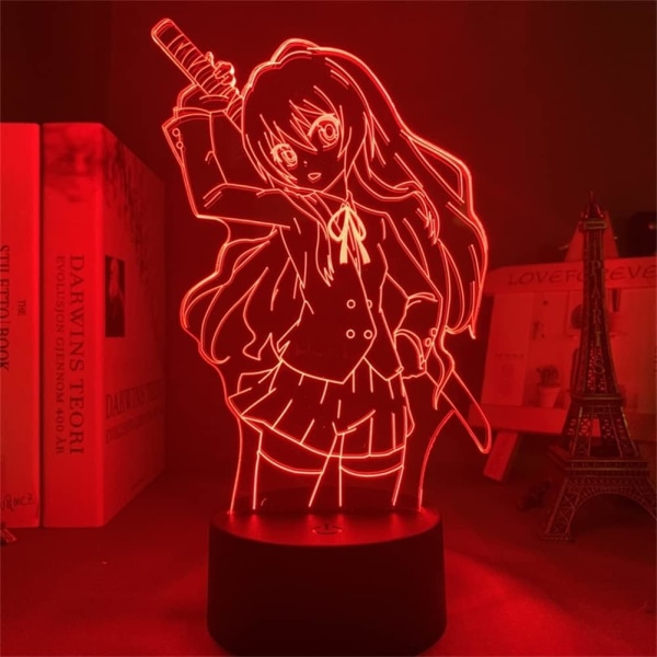 3D Illusionslampa Anime Taiga Aisaka Toradora Nattlampa Hemrumsdekor Belysning 16 färger Changing Touch med fjärrkontroll Akryl