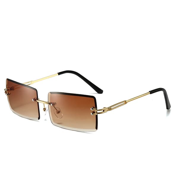 Vintage Rimless Solbriller Rektangulær Rammeløse Candy Farve Briller Kvinder Mænd