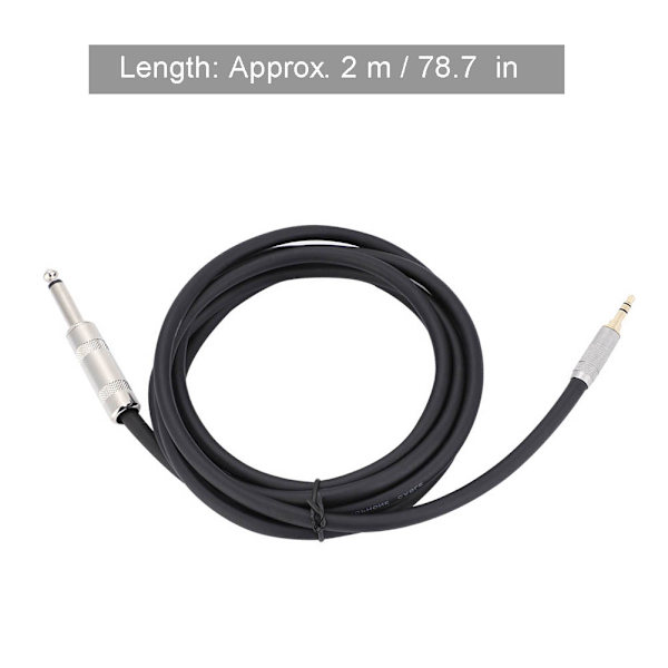 2m 6,35 mm til 3,5 mm adapter lydkabel til mikrofonforstærker guitar (6,35 mm lige hoved)