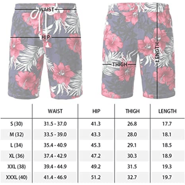 Mænds Blomster Flade Front Afslappede Aloha Hawaiianske Shorts-STK012