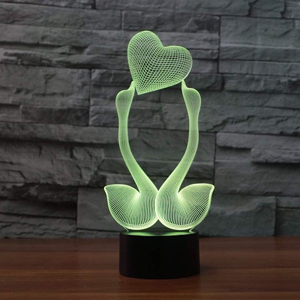 3D Cartoon Swan Fjärrkontroll 16 Färg Nattljus Illusion Akryl LED Bordsängslampa Barn Sovrum Skrivbordsdekor Födelsedagspresenter Leksak för Barn