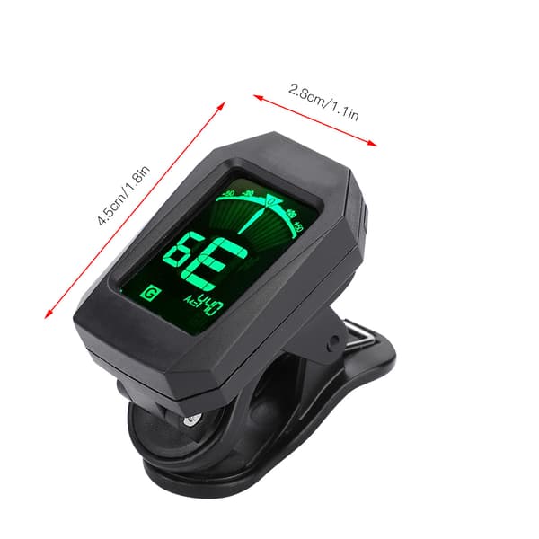 Clip-on digital LCD-tuner til kromatisk elguitar, bas og tilbehør
