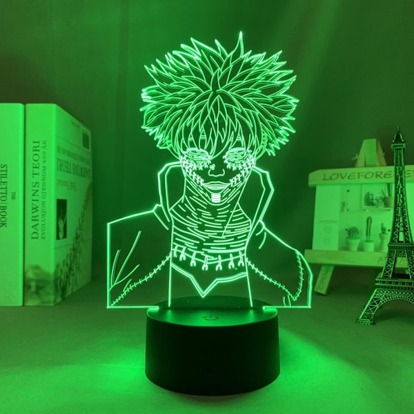 WJ Anime Illusion Lampe Anime Academia Dabi til Hjemmebelysning Fødselsdagsgave 3D Led Lampe Manga Dabi 7 Farver PXJD Spellback-strid