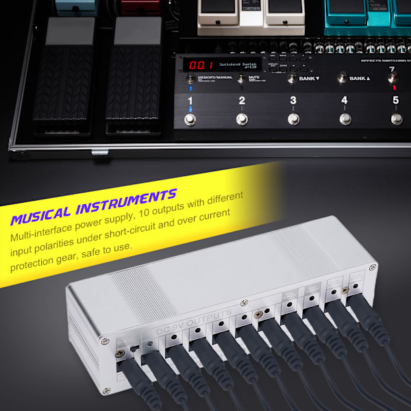 Elektrisk gitar strømforsyning pedalbrett utgangsadapter for gitar effekter pedal