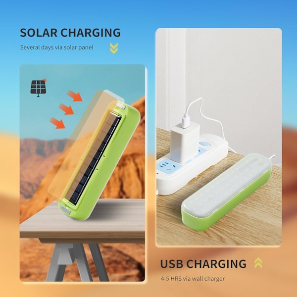 Solar Camping Lantern - Solcelle Oppladbar Campinglykt, Solcelledrevet Bærbar Powerbank, 2000 Lumen, 4 Lysmoduser LED Solar Li green