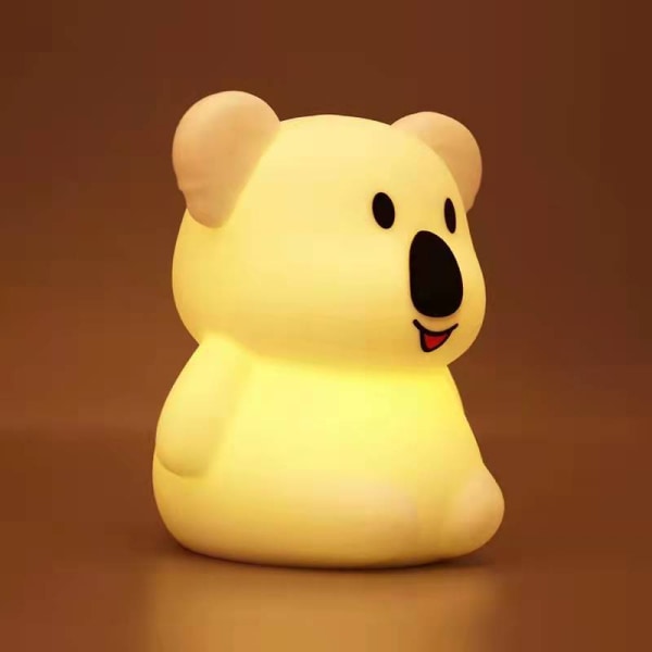 Koala Kids nattlampa LED USB uppladdningsbar silikon barnbelysning, 2 olika lägen och 8 variabla färger, fjärrstyrd och touch