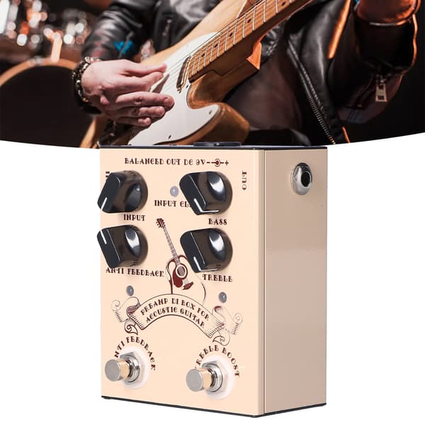 Gitar Preamp Effekt Analog Stompbox Pedal Knott Kontroll Lyd Tilbehør DC9V 100mA