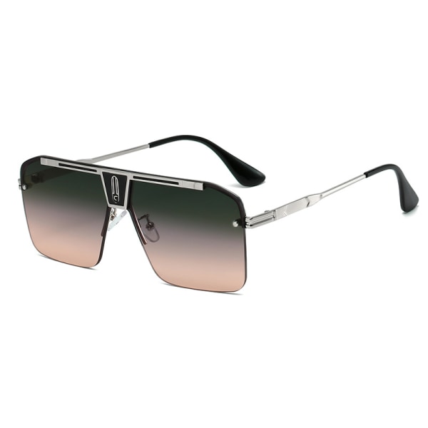 Fyrkantiga överdimensionerade herrsolglasögon Stor platt topp Mode cover Stort UV-skydd Ramlösa solglasögon