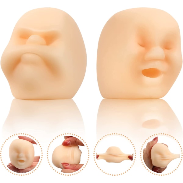 2 stycken mänskliga ansikte känslor Stress relief , fidget toys för tonåringar, vuxna, sensoriska leksaker för dekompression, läka ditt humör, vit (andningsstil)