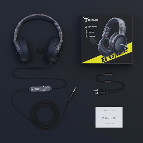 Peliheadset, jossa mikrofoni PC:lle, PS5:lle, PS4:lle, Xbox onelle, Switchille, langallinen Audifonos Gamer -kuulokkeet mikrofonilla Playstation 4|5 Xbox 1-Camo