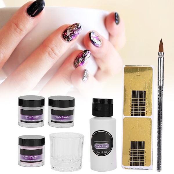 Nagelkristallpulver Nagelkonst Penna Akryl Nagelkonst Formar Akryl Vätska Manikyr Set