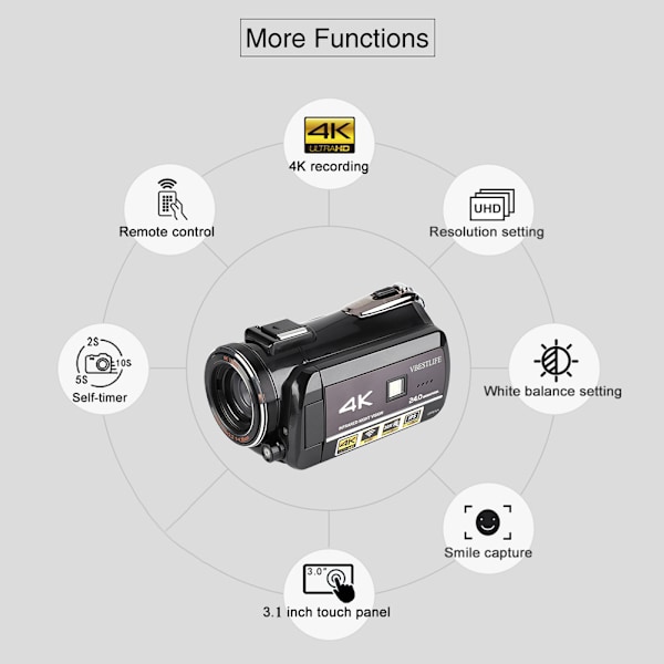 VBESTLIFE AC3-IPS WIFI 13MP 3,1\" pekskärm 30X zoom digital videokamera