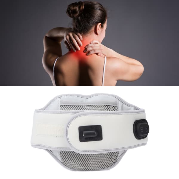 Kolfibers värmande nackmassageapparat, cervikal massagebälte (grå)