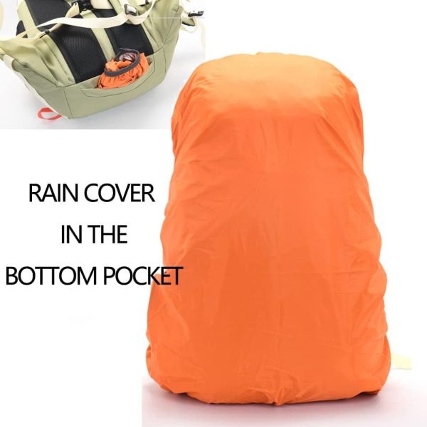 Vandringsryggsäck, campingryggsäck, 40L vattentät vandringsryggsäck, med cover, lätt reseryggsäck, svart