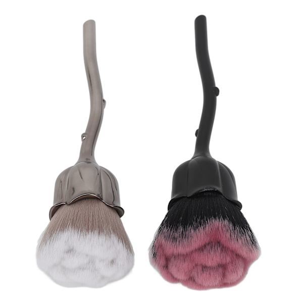2 stk. Rose Flower Makeup Fluffy Soft Brush Ansigtspulver Blush Nail Art Støv Remover Brush